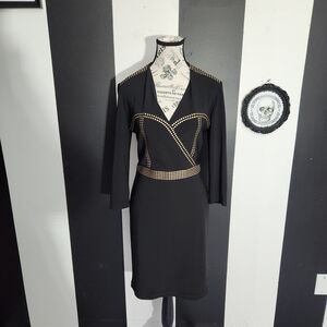 Joseph Ribkoff Black Dress with Gold Studs